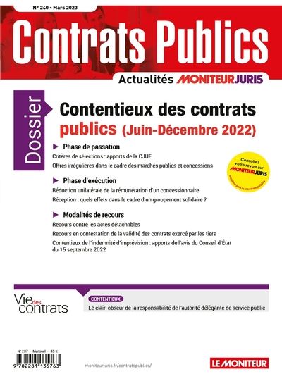 ACCP  n° 240 mars 2023 Contrats publics  L'actualité de la commande et des contrats publics