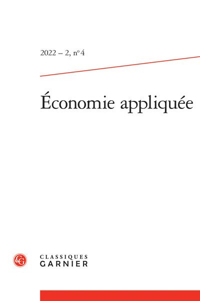 Economie appliquée, n° 4 (2022). Les monnaies et la transition écologique