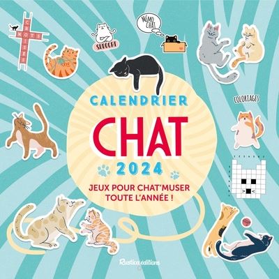 Chats : calendrier mural, jeux, 2024